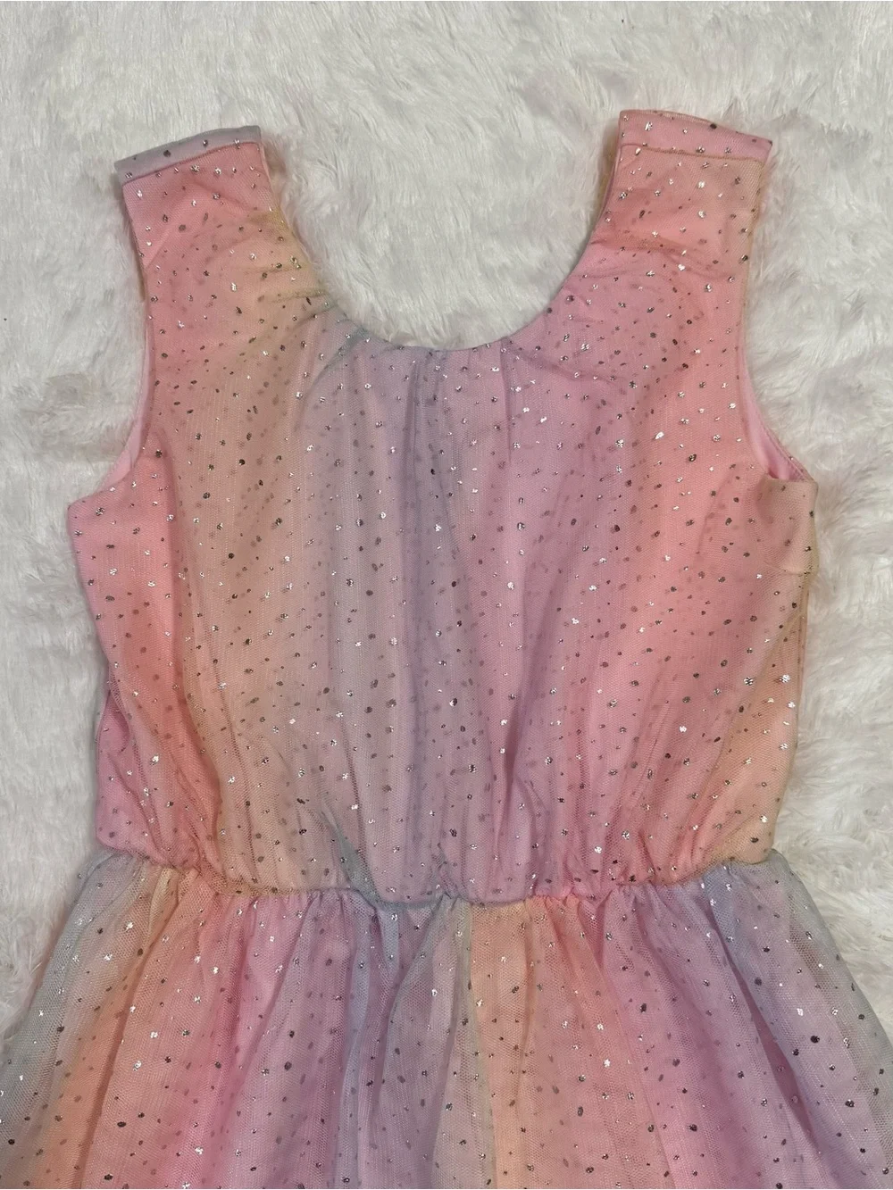 NWOT Children’s Place Glitter Rainbow Ombré Dress Size 10 Party Fancy Pastel - Picture 4 of 9